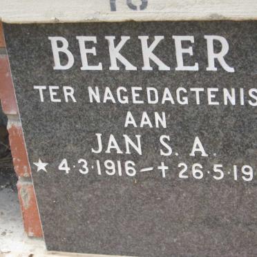 BEKKER Jan S.A. 1916-1985