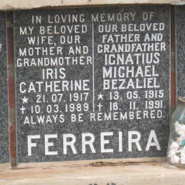 FERREIRA Ignatius Michael Bezaliel 1915-1991 &amp; Iris Catherine 1917-1989