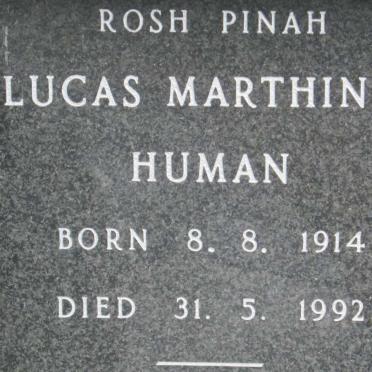 HUMAN Lucas Marthinus 1914-1992