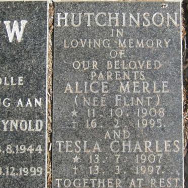 HUTCHINSON Tesla Charles 1907-1997 &amp; Alice Merle FLINT 1908-1995