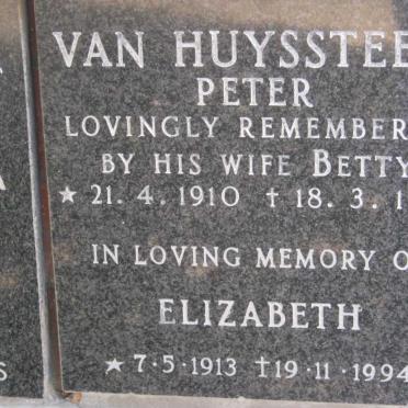 HUYSSTEEN Peter, van 1910-1988 &amp; Elizabeth 1913-1994