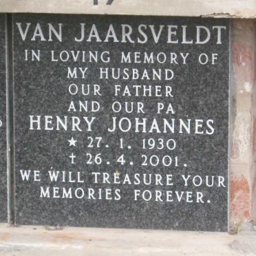 JAARSVELDT Henry Johannes, van 1930-2001