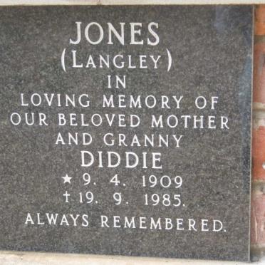 JONES Diddie nee LANGLEY 1909-1985