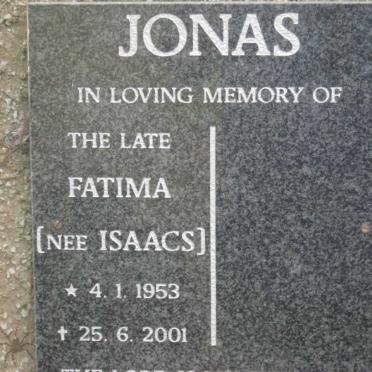 JONAS Fatima nee ISAACS 1953-2001