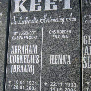 KEET Abraham Cornelius 1924-2003 &amp; Henna 1933-2005