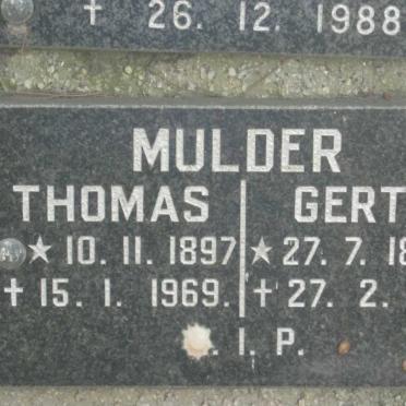 MULDER Thomas 1897-1969 &amp; Gertie 1898-1985