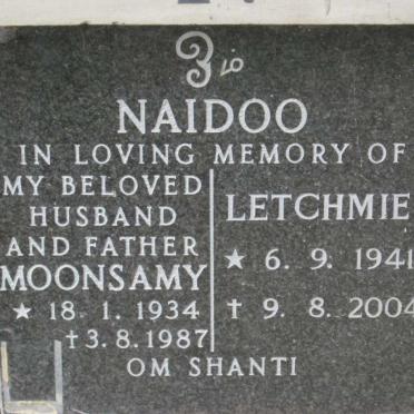 NAIDOO Moonsamy 1934-1987 &amp; Letchmie 1941-2004