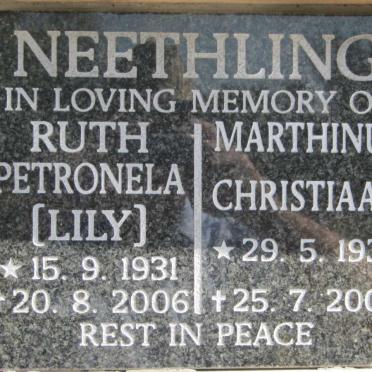 NEETHLING Marthinus Christiaan 1932-2007 &amp; Ruth Petronela 1931-2006