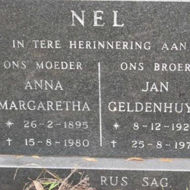 NEL Jan Geldenhuys 1920-1977 &amp; Anna Gargaretha 1985-1980