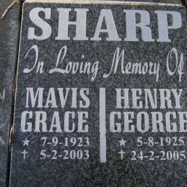 SHARP Henry George 1925-2005 &amp; Mavis Grace 1923-2003