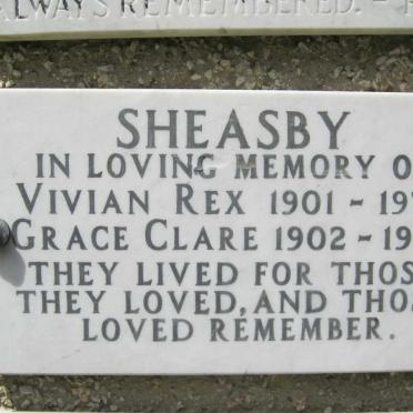 SHEASBY Vivian Rex 1901-1975 &amp; Grace Clare 1902-1987
