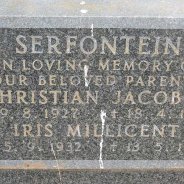 SERFONTEIN Christian Jacobus 1927-1983 &amp; Iris Millicent 1932-1975
