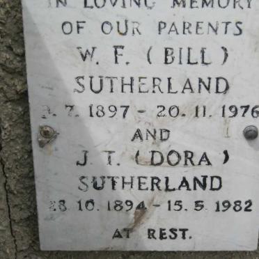 SUTHERLAND W.F. 1897-1976 &amp; J.T. 1894-1982