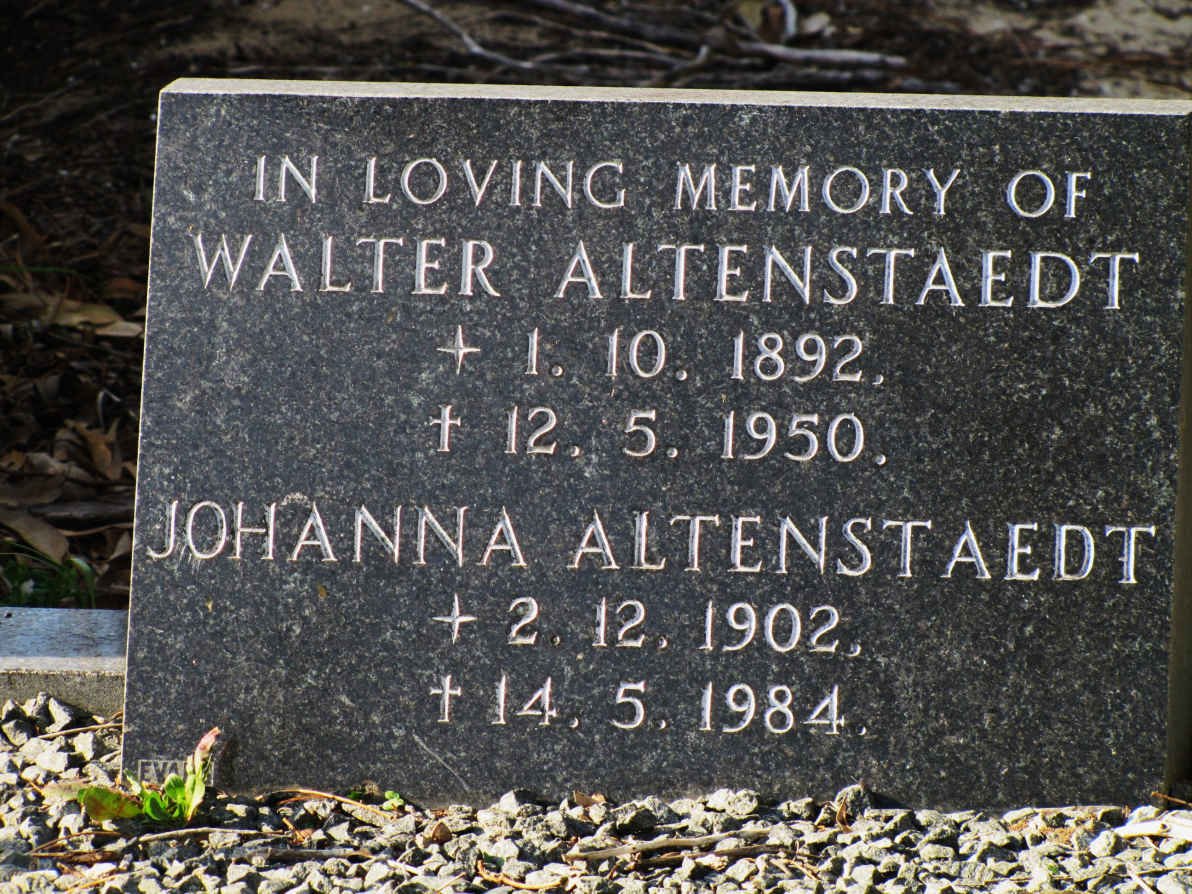 ALTENSTAEDT Walter 1892-1950 &amp;  Johanna 1902-1984