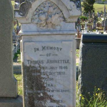 ASHKETTLE Thomas 1846-1912 &amp; Lucy Agnes 1842-1927 :: ASHKETTLE Ina