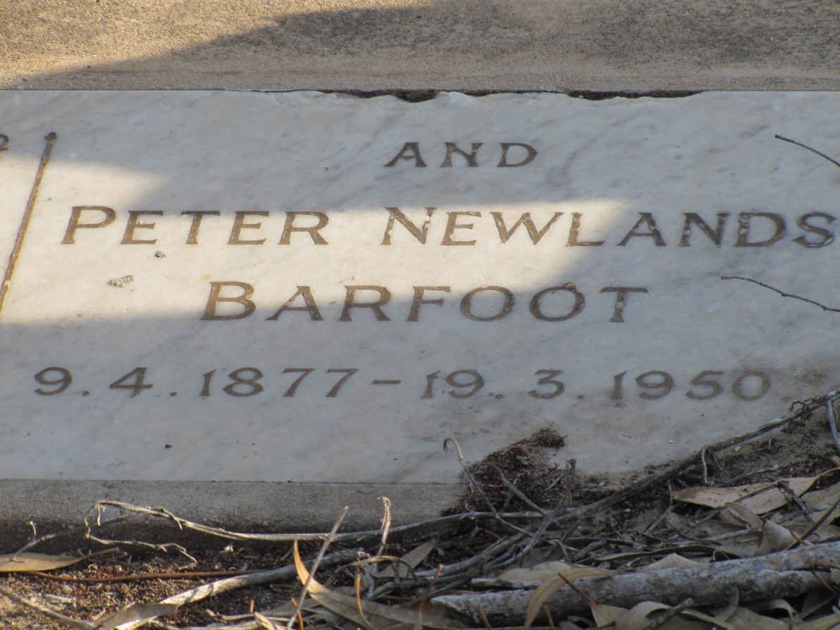 BARFOOT Peter Newlands 1877-1950