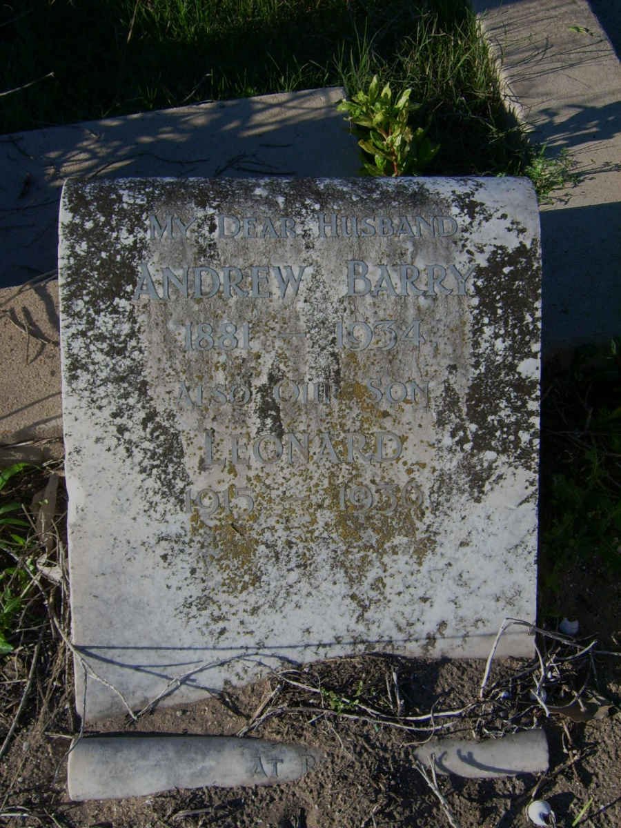 BARRY Andrew 1881-1934 :: BARRY Leonard 1915-1936