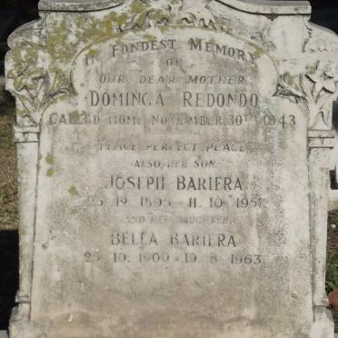 BARIERA Dominga Redondo -1943 :: BARIERA Joseph 1895-1957 :: BARIERA Bella 1900-1963