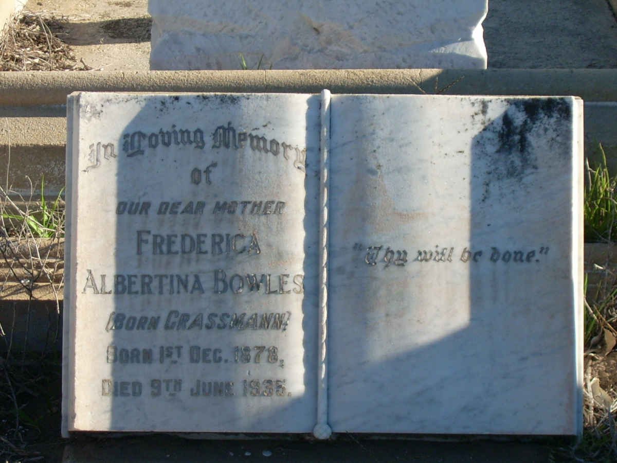 BOWLES Frederica Albertina nee GRASSMAN 1878-1935