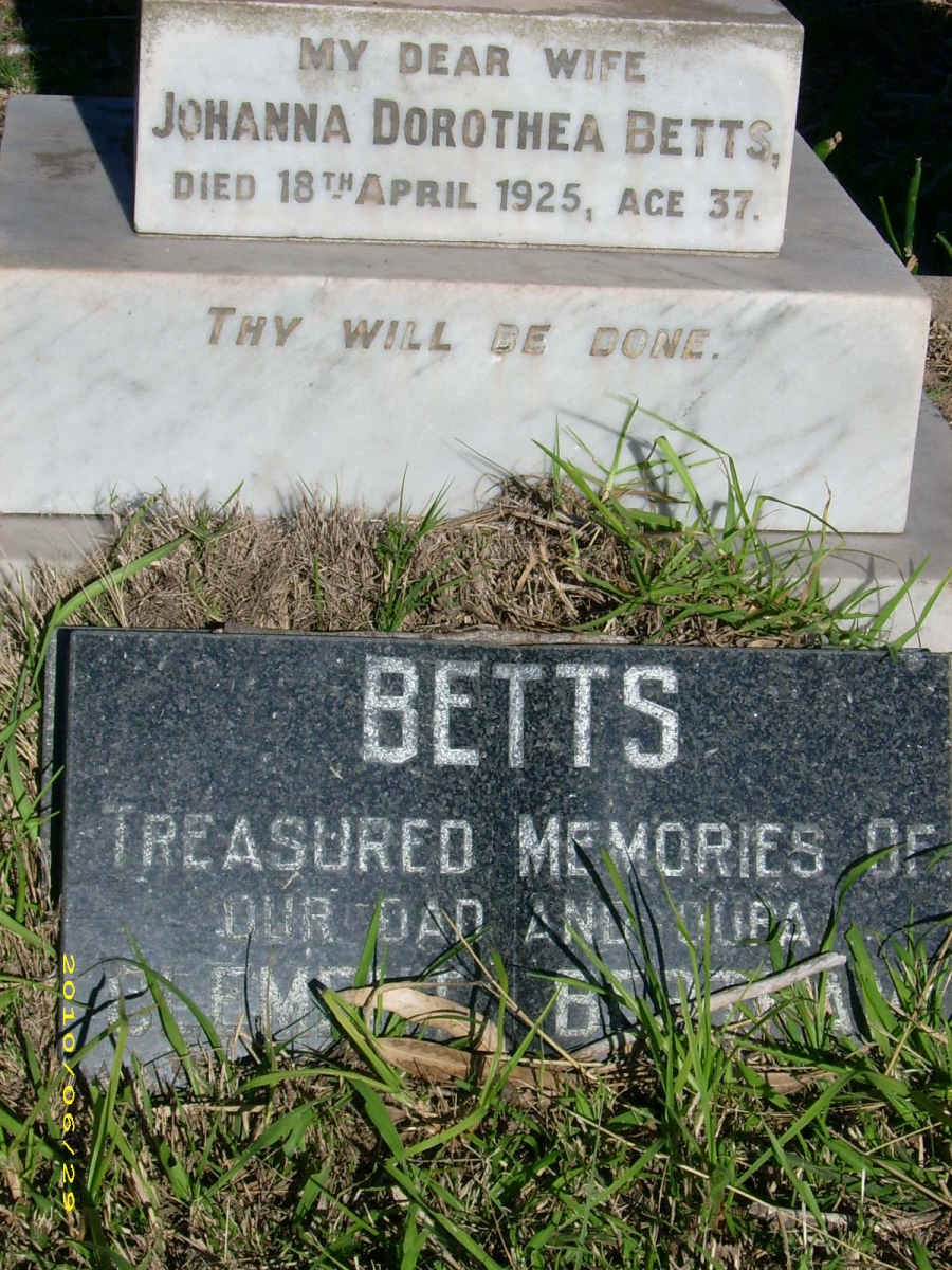 BETTS Clement Robert &amp; Johanna Dorothea -1925