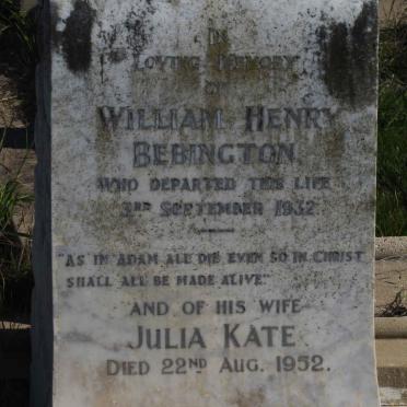 BEBINGTON William Henry -1932 &amp; Julia Kate -1952
