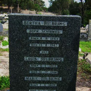 BULBRING Bertha nee SCHIRMER 1865-1943 :: BULBRING Louise 1865-1944 :: BULBRING Marie 1902-1965