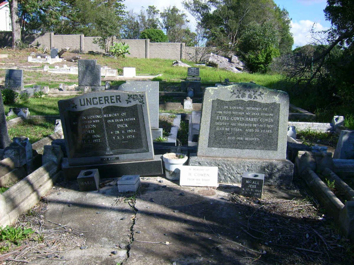 COWAN Harry -1952 &amp; Ethel -1965 :: UNGERER Dick 1904-1972 &amp; Marion Doris 1906-1972 :: MCALL Jess 1923-1987