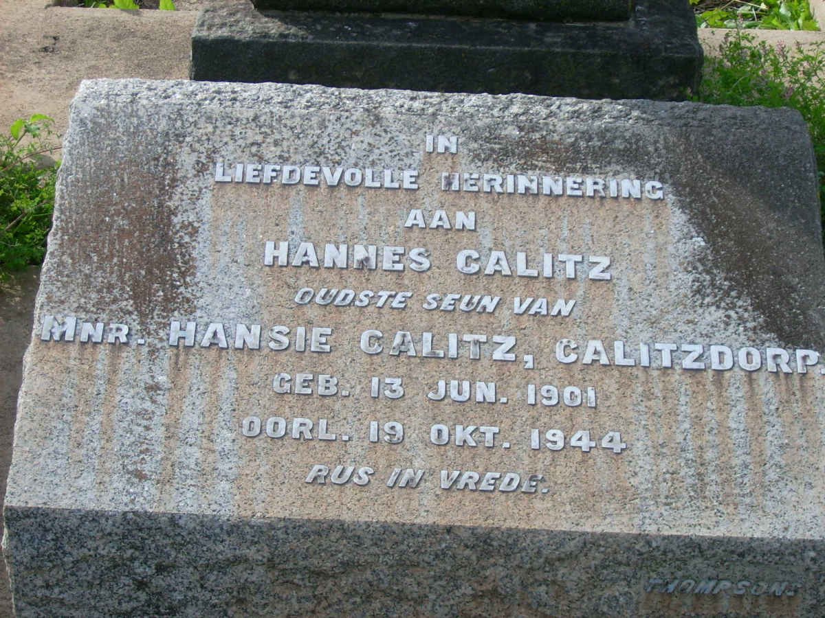 CALITZ Hannes 1901-1944