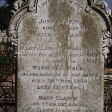 CLANCY John -1897 :: HALL Winifred -1887 :: CLANCY Mary -1887 :: CLANCY James -1921