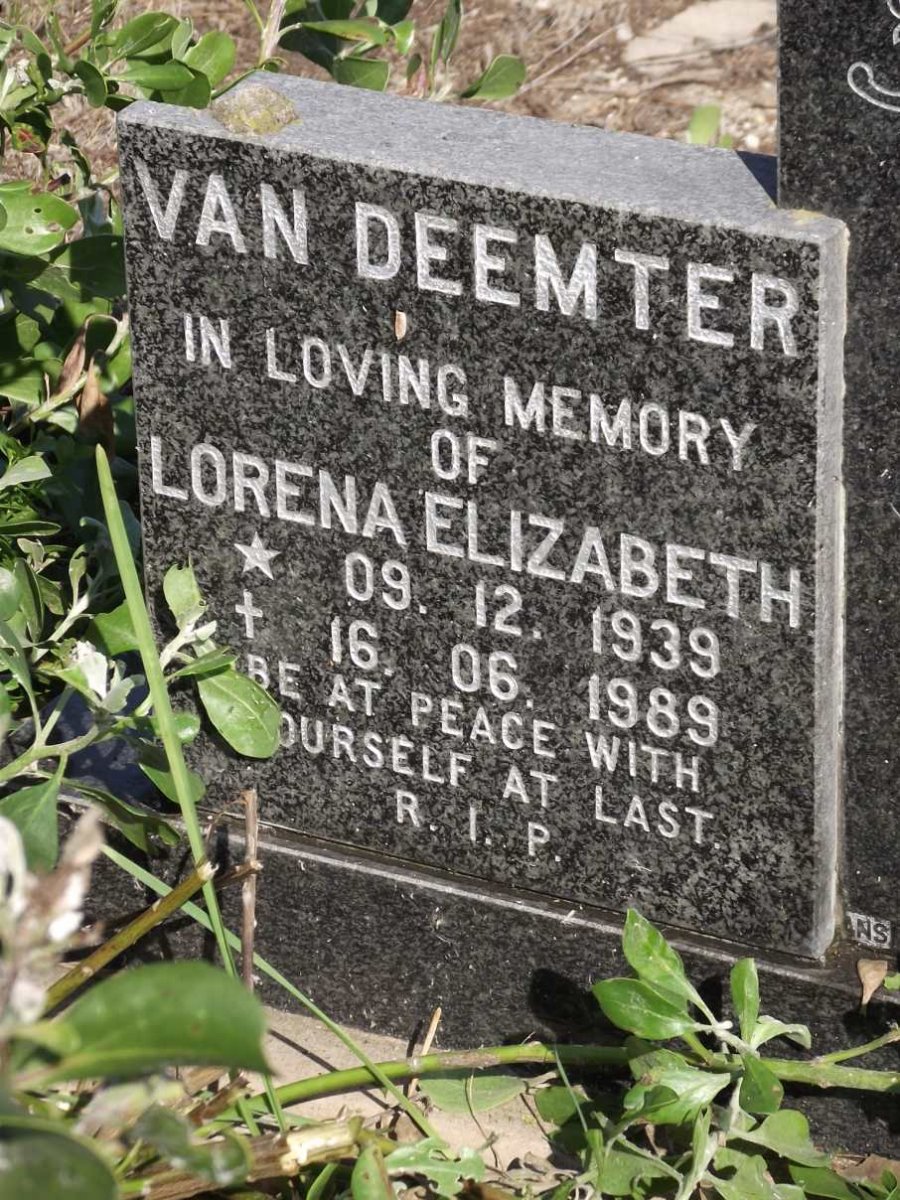 DEEMTER Lorenza Elizabeth, van 1939-1989