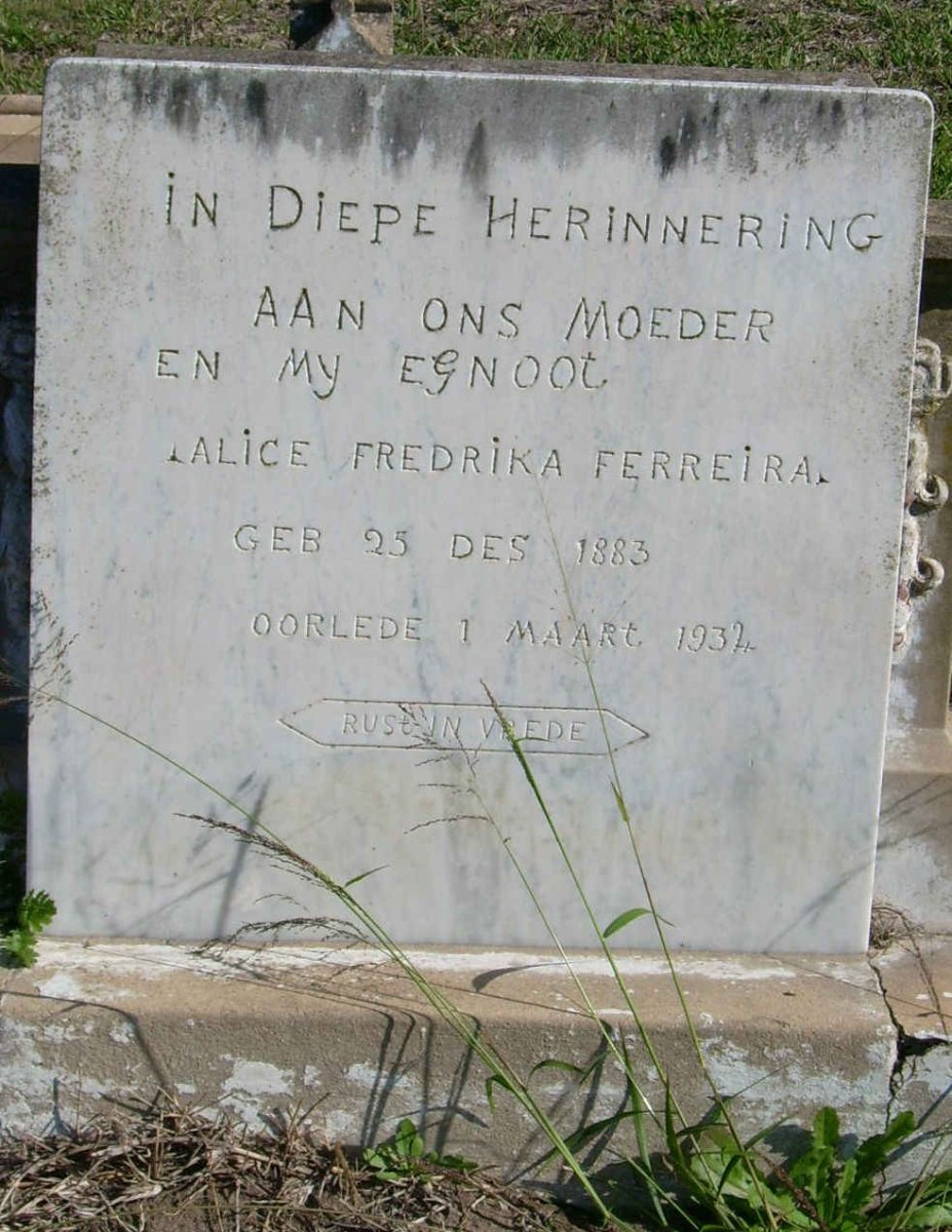 FERREIRA Alice Fredrika 1883-1932
