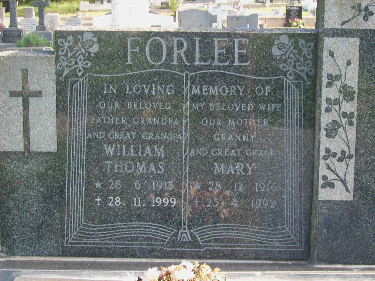 FORLEE William Thomas 1915-1999 &amp; Mary 1916-1992