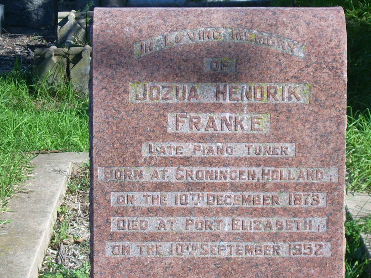 FRANKE Jozua Hendrik 1873-1952