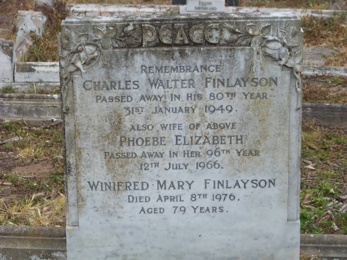 FINLAYSON Charles Walter -1949 &amp; Phoebe Elizabeth -1966 :: FINLAYSON Winifred Mary -1976