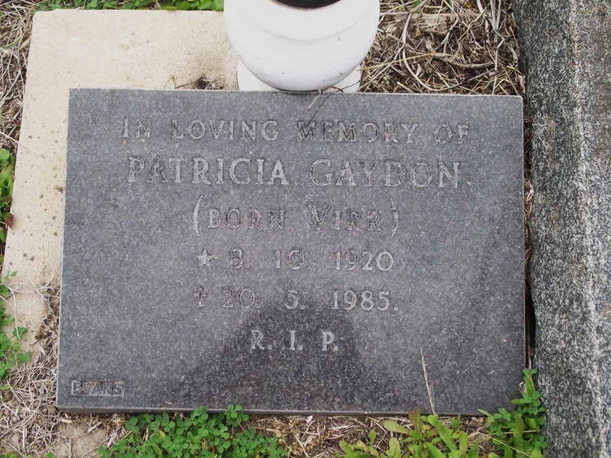 GAYDON Patricia nee VIRR 1920-1985