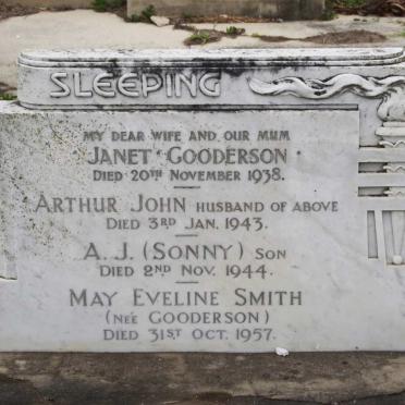 GOODERSON Arthur John -1943 &amp; Janet -1938 :: GOODERSON A.J. -1944 :: SMITH May Eveline nee GOODERSON -1957