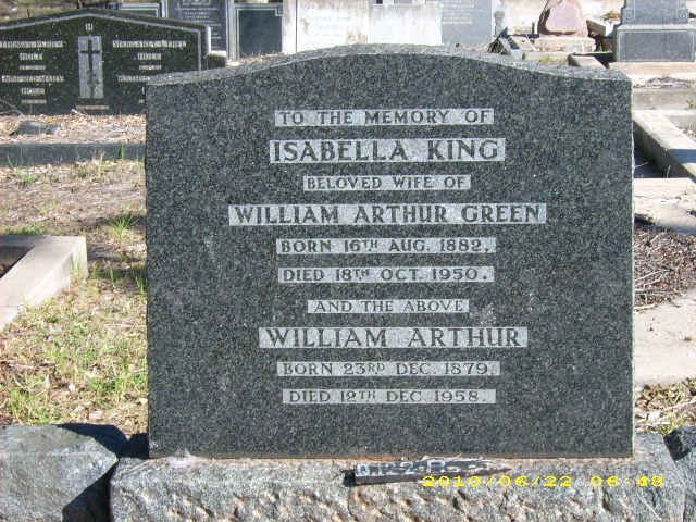 GREEN William Arthur 1879-1958 &amp; Isabella King 1882-1950