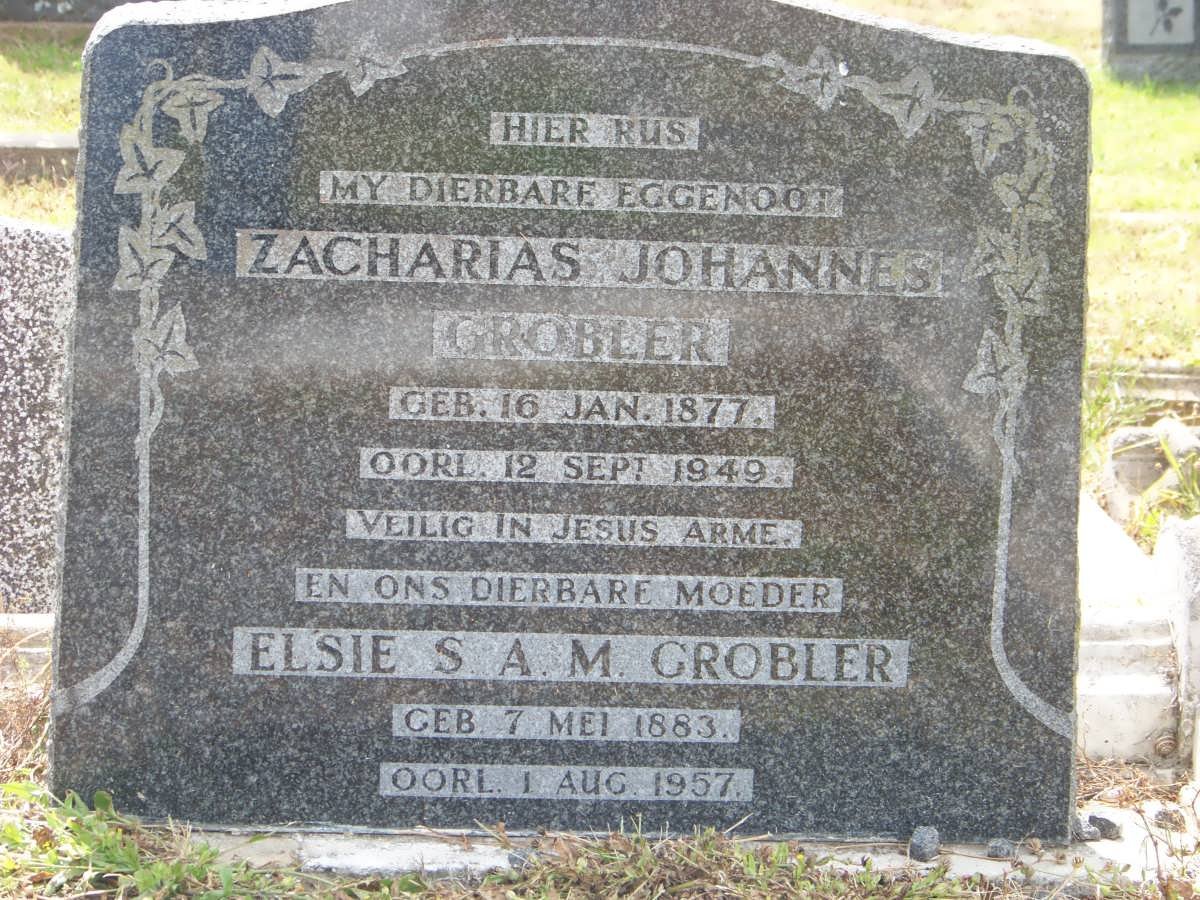 GROBLER Zacharias Johannes 1877-1949 &amp; Elsie S.A.M. 1883-1957