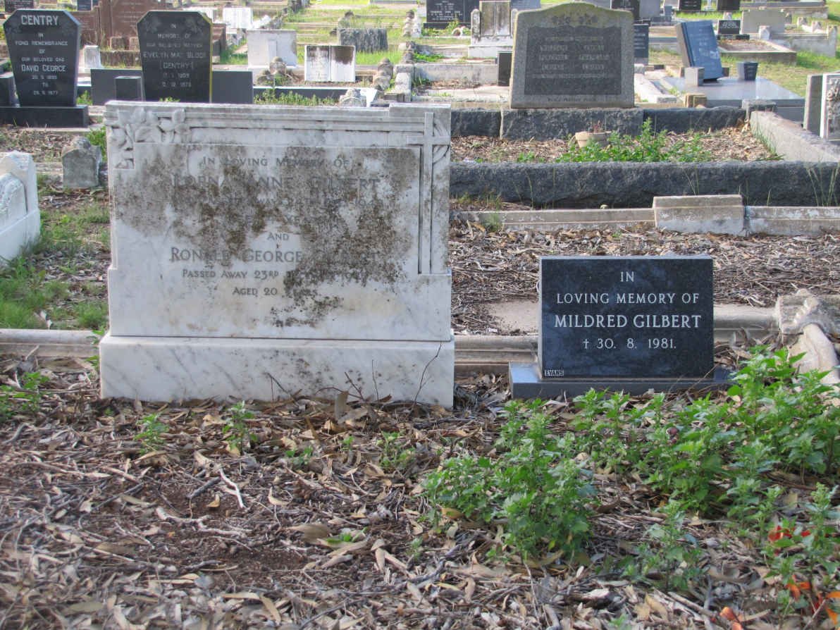 GILBERT Lorna Anne -1948 :: GILBERT Ronelle George -1947 :: GILBERT Mildred -1981