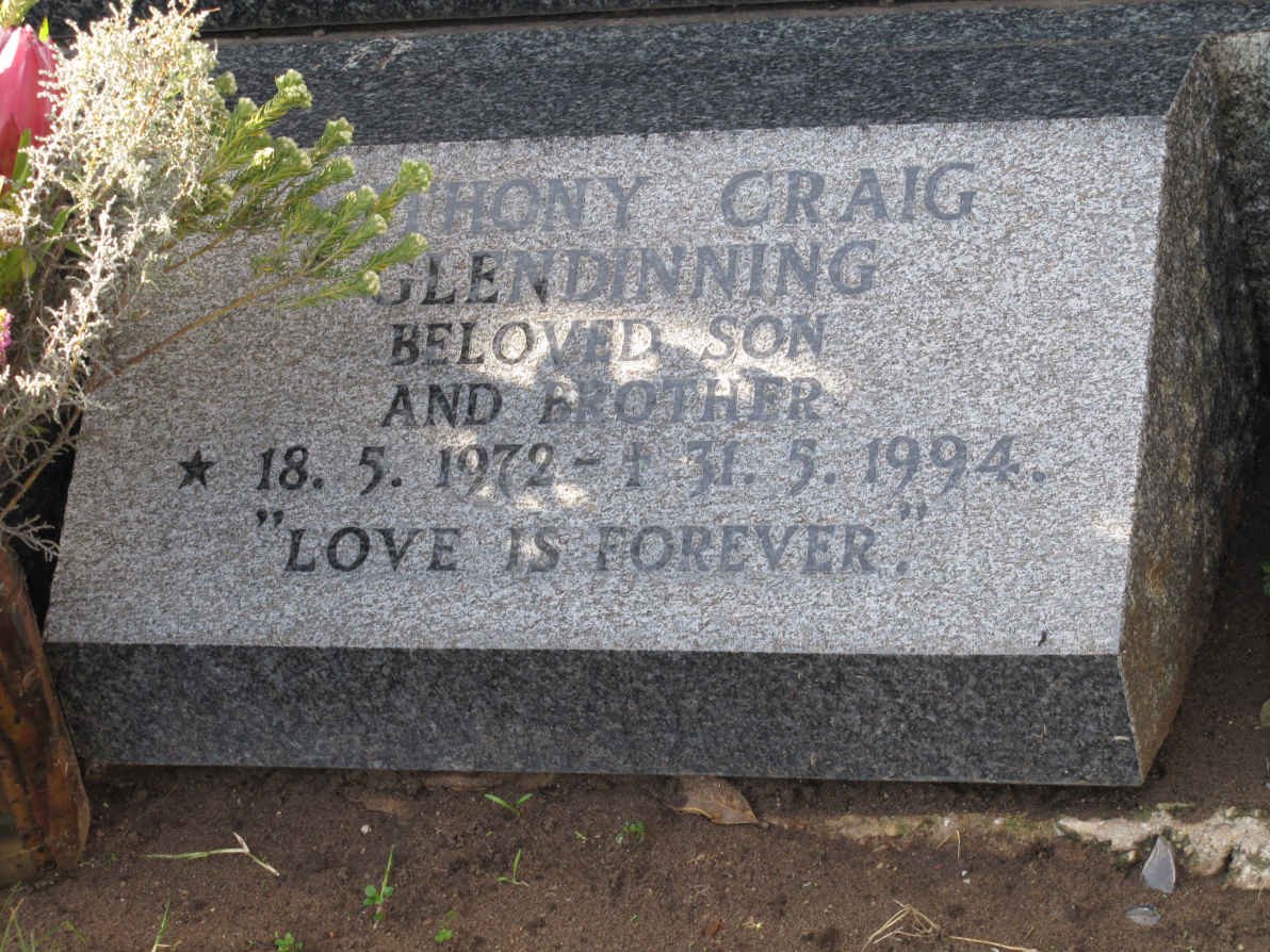 GLENDINNING Anthony Craig 1972-1994