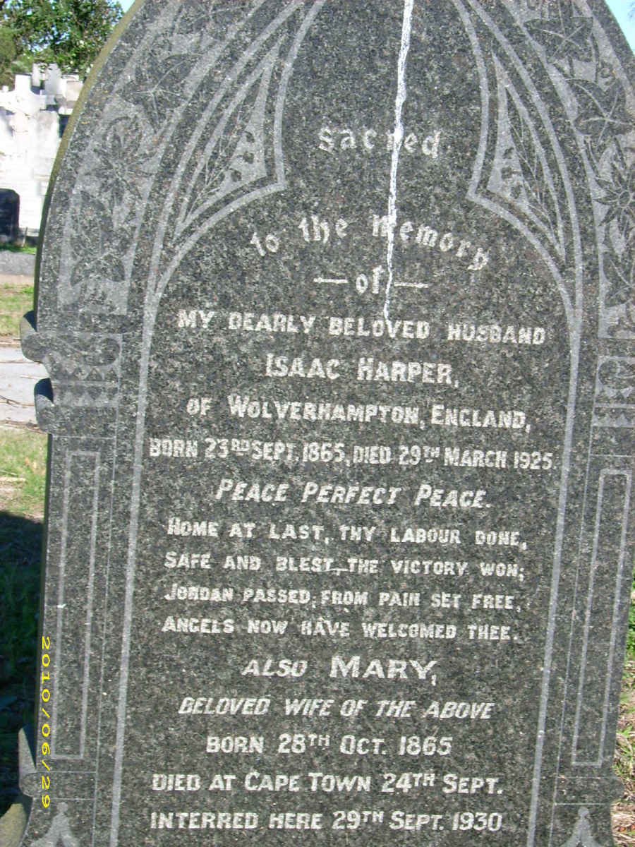 HARPER Isaac 1865-1925 &amp;  Mary 1865-1930