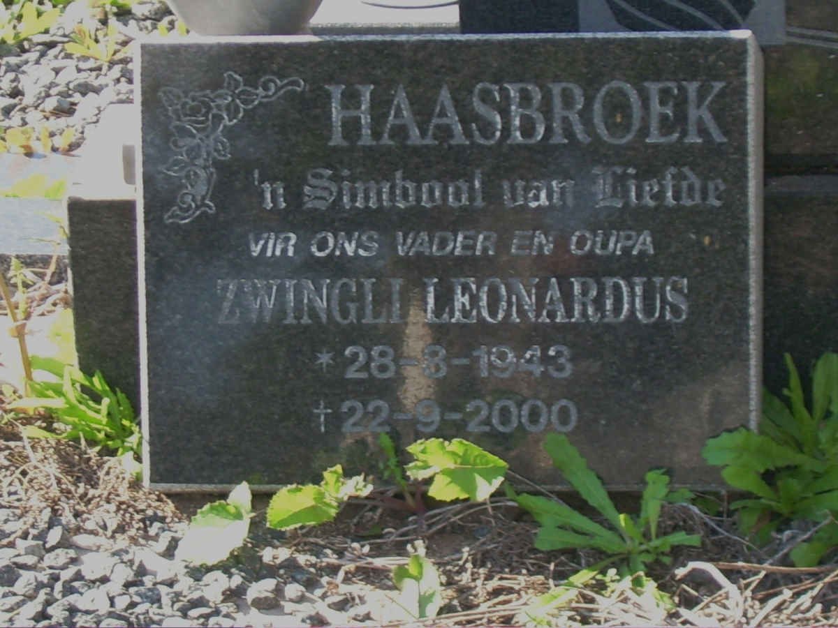 HAASBROEK Zwingli Leonardus 1943-2000