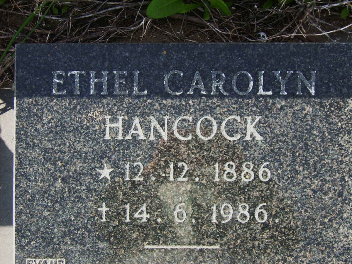 HANCOCK Ethel Carolyn 1886-1986