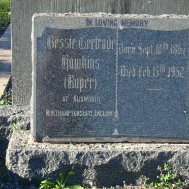 HAWKINS Bessie Gertrude nee ROPER 1867-1952
