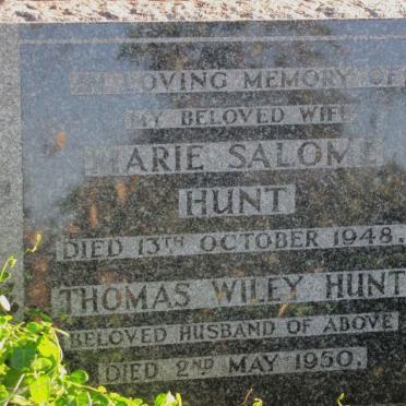 HUNT Thomas Wiley -1950 &amp; Marie Salome -1948 