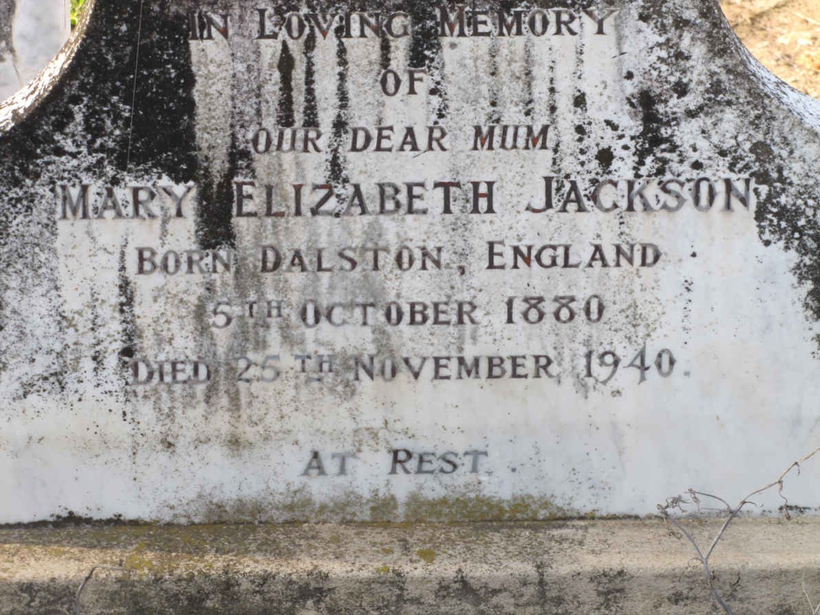 JACKSON Mary Elizabeth nee DALSTON 1880-1940