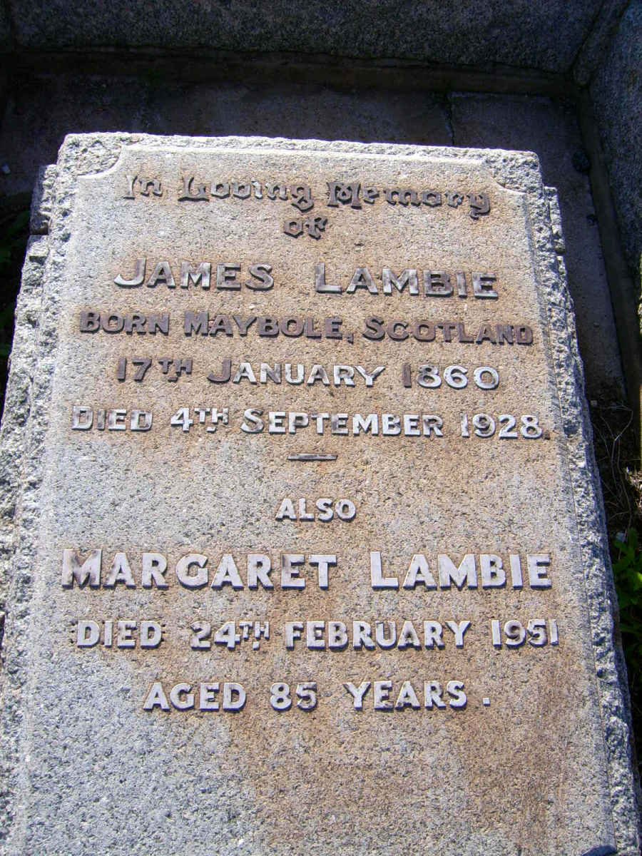 LAMBIE James 1860-1928 &amp; Margaret -1951