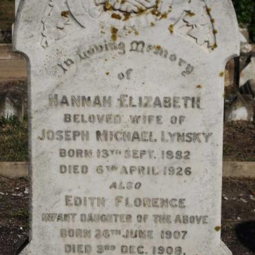 LYNSKY Hannah Elizabeth 1882-1926 :: LYNSKY Edith Florence 1907-1908