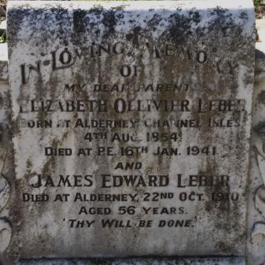 LEBER James Edward -1910 :: LEBER Elizabeth Ollivier 1854-1941