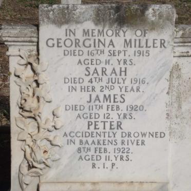 MILLER Georgina -1915 :: MILLER Sarah -1916 :: MILLER James -1920 :: MILLER Peter -1922